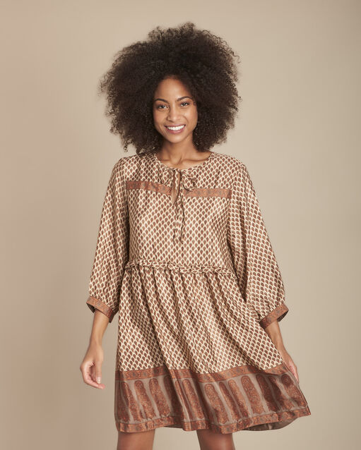 Iroxy mahogany printed silk blend dress (1) - Maison 123