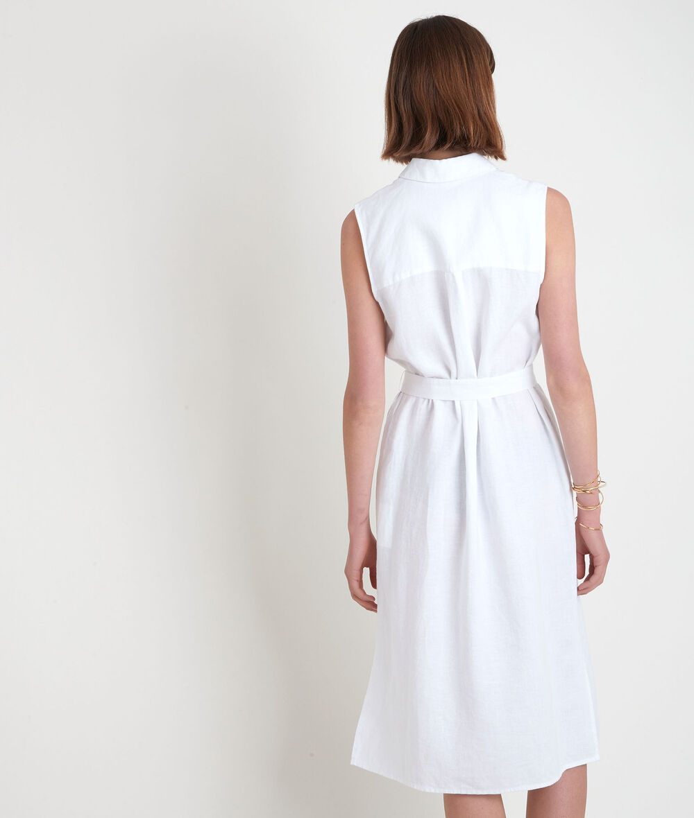 Cyrielle sleeveless shirt dress in white certified linen PhotoZ | 1-2-3