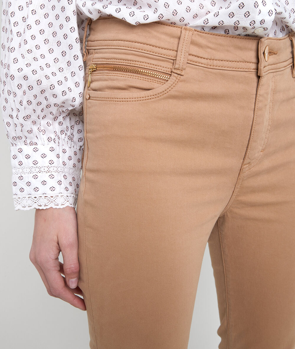The iconic sultan brown slim-fit cotton satin jeans havana brown.