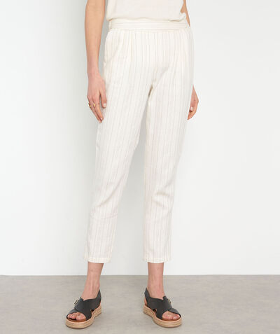 Serena cream striped cotton and linen tailored trousers PhotoZ | 1-2-3