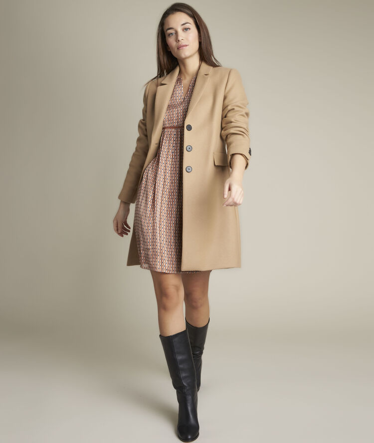 Isaline fluid printed dress greige.