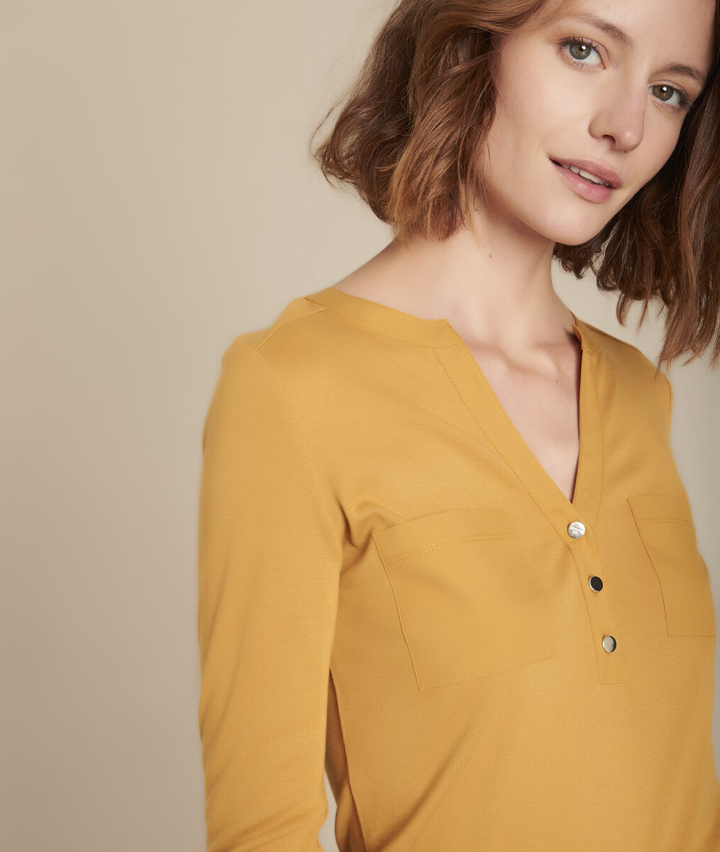 Cleo Amber T Shirt With A Henley Neck Women Maison 123