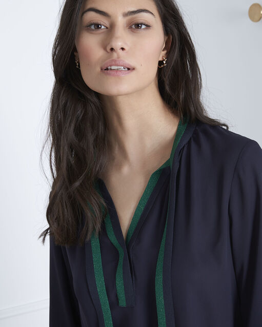 Vicky navy blouse with contrasting details navy.