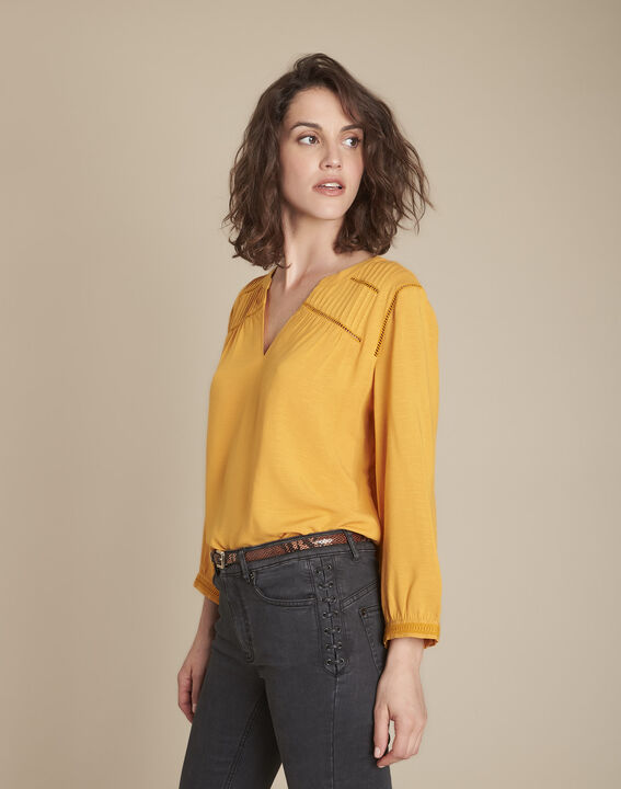 Maureen amber blouse with lace shoulders | 1-2-3 Maureen amber blouse with lace shoulders PhotoZ | 1-2-3