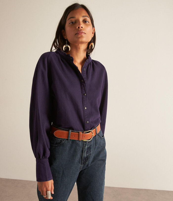 CAROLE violet cotton gathered shirt