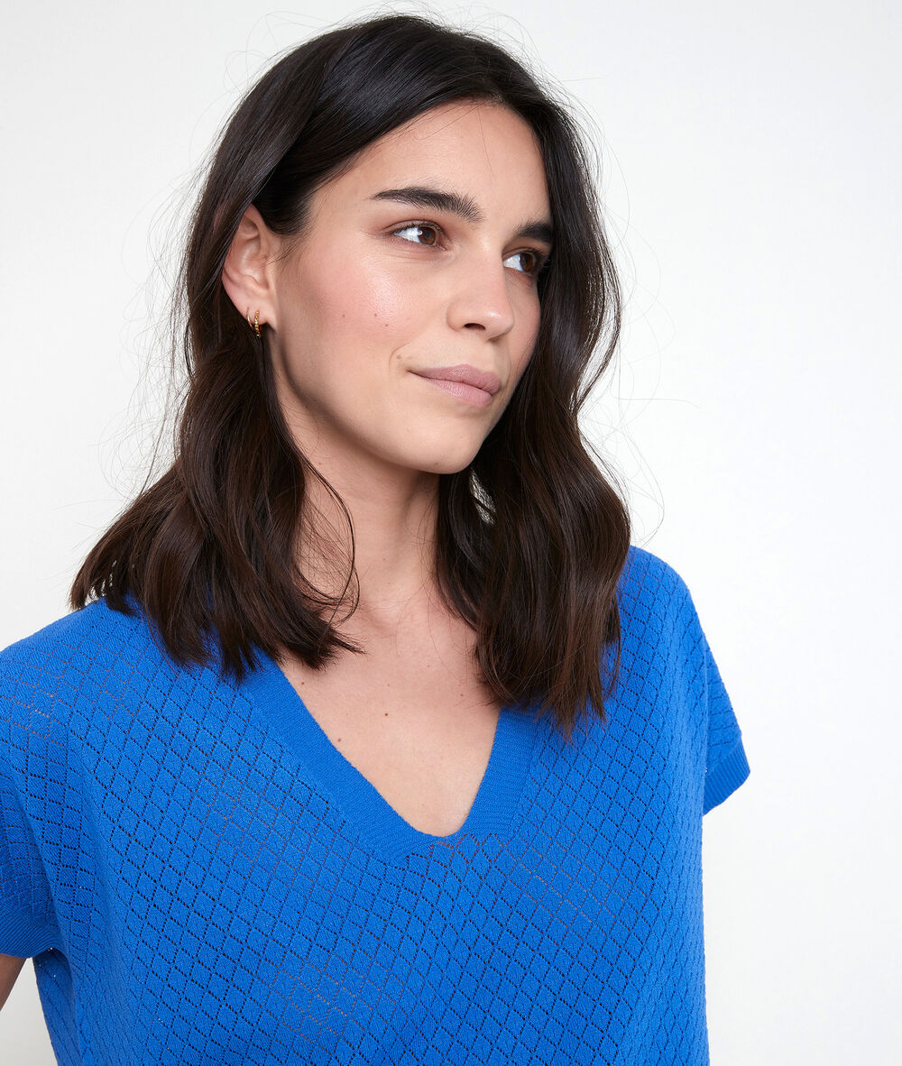 Aline openwork viscose ecovero® forget-me-not jumper myosotis.