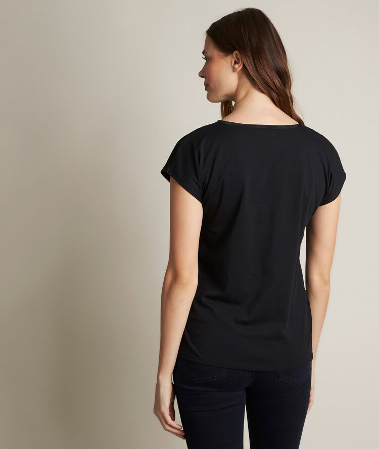 Rebecca polka dot two-fabric t-shirt black.