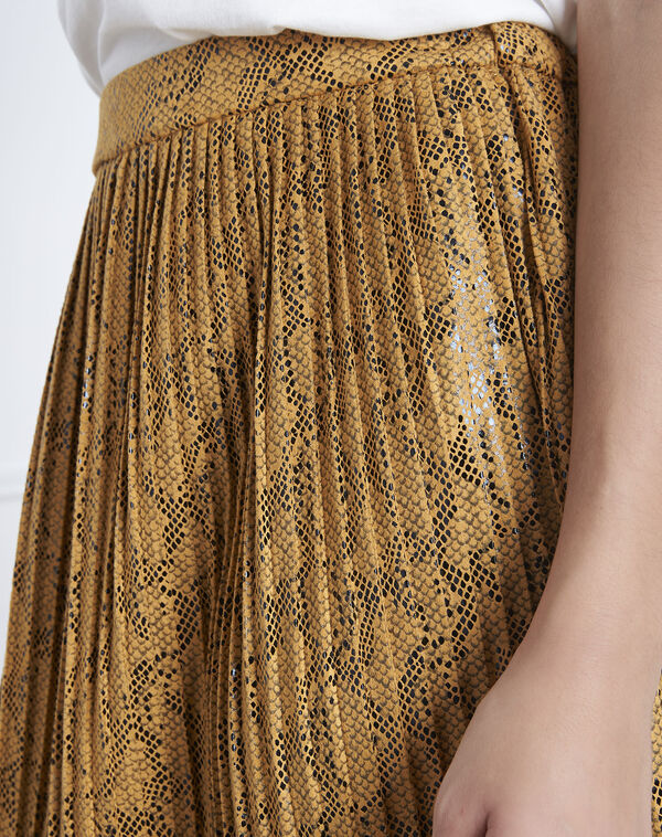 Story yellow snakeskin print pleated skirt aniseed.