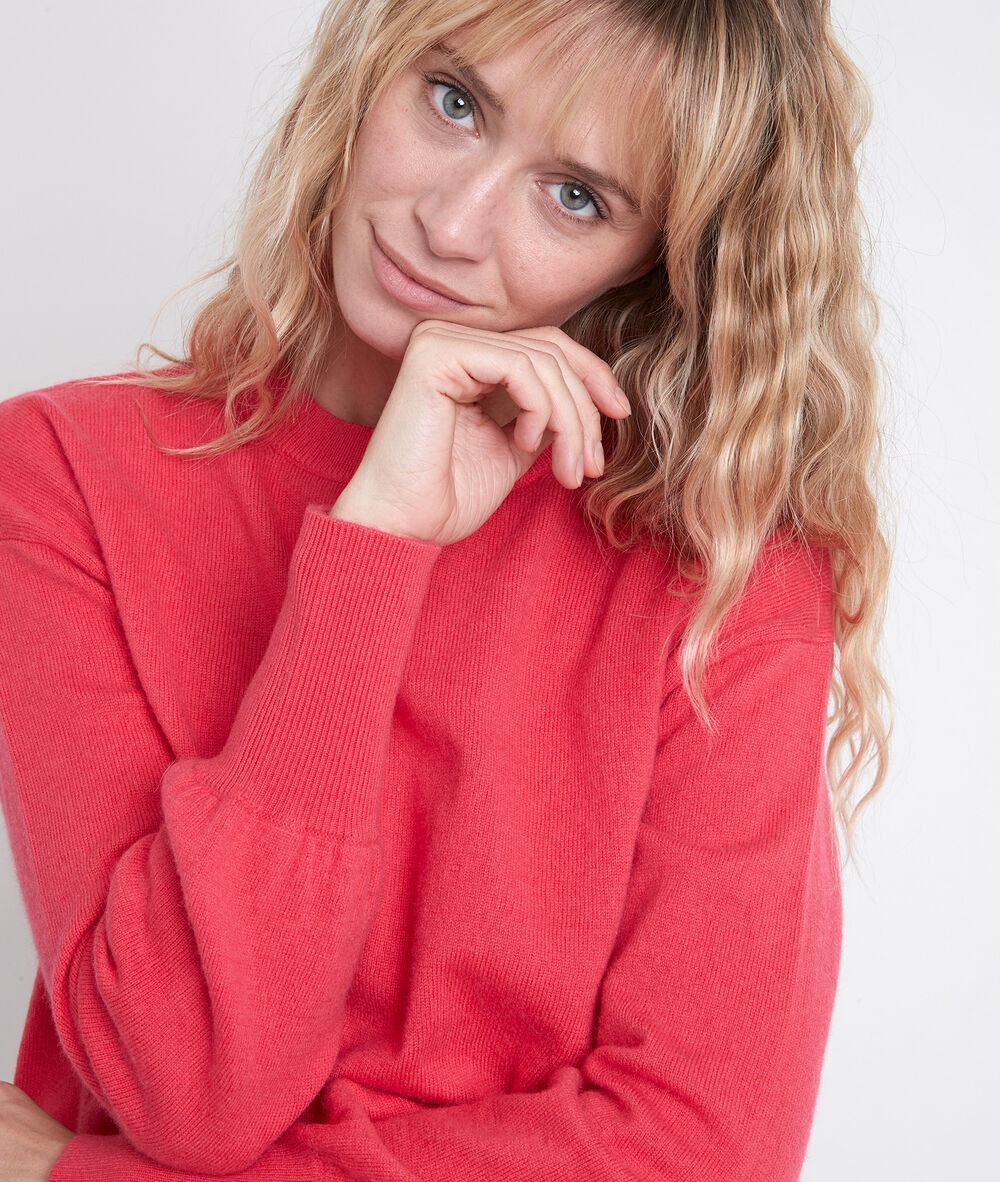 Alanis pink wool and cashmere jumper fraise.