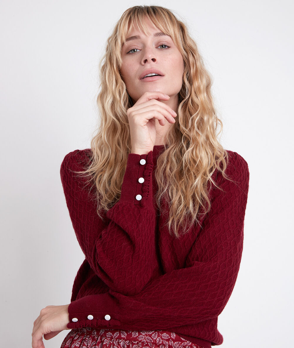 Alana red wool and cashmere jumper bourgogne.
