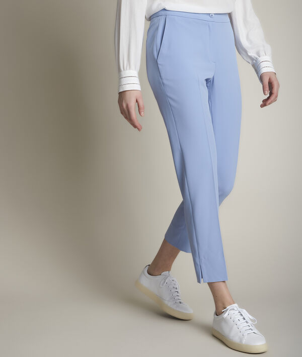 Suzanne sky blue microfibre cigarette trousers | 1-2-3 Suzanne sky blue microfibre cigarette trousers PhotoZ | 1-2-3