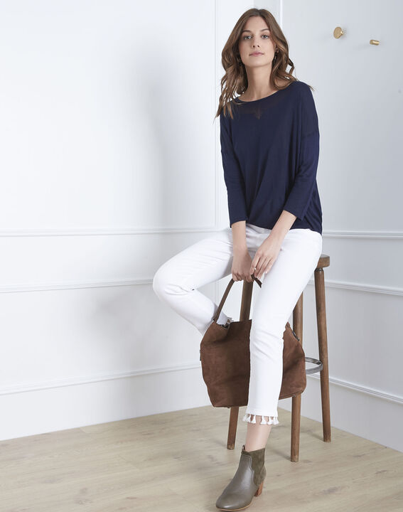 Avenir navy pullover with elegant neckline | 1-2-3 Avenir navy pullover with elegant neckline PhotoZ | 1-2-3