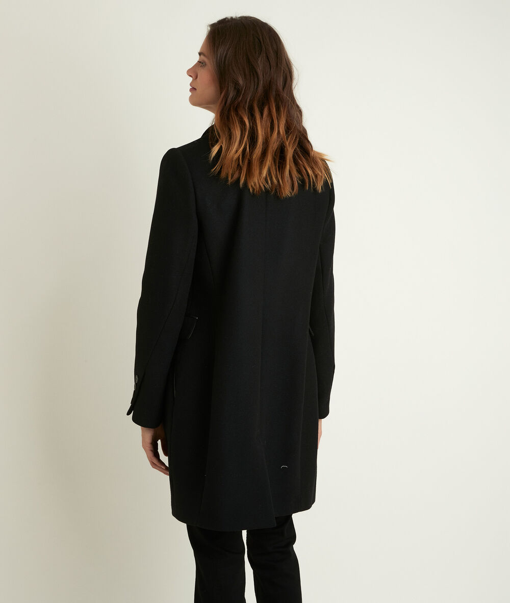 Plume bis 3/4-length wool coat noir.