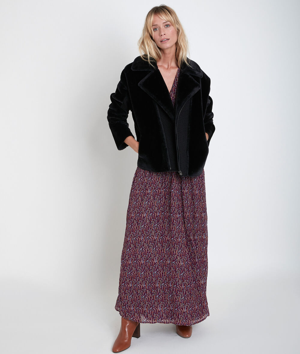 Imiaki faux fur coat noir.