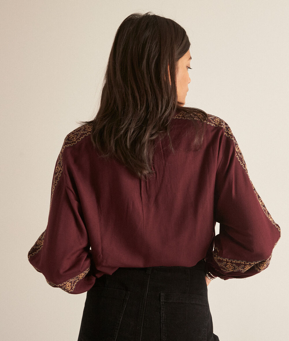 CARAMBA burgundy embroidered blouse PhotoZ | 1-2-3