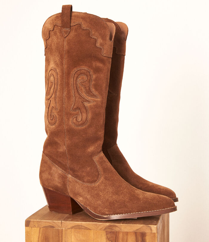 Charlie chocolate-coloured leather cowboy boots