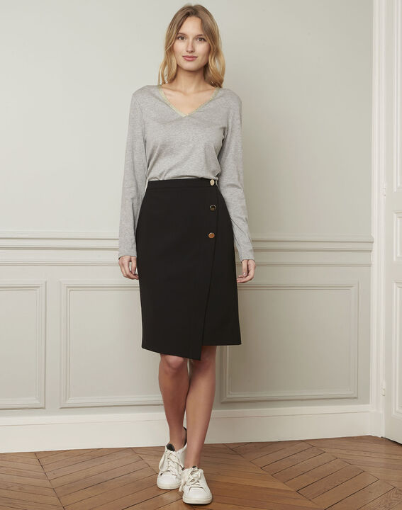Etincelante grey lurex V-neckline T-shirt | 1-2-3 Etincelante grey lurex V-neckline T-shirt PhotoZ | 1-2-3