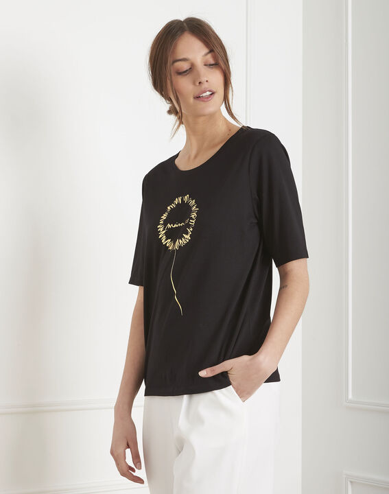 Tee-shirt noir motif floral Palais | 1-2-3 Tee-shirt noir motif floral Palais PhotoZ | 1-2-3