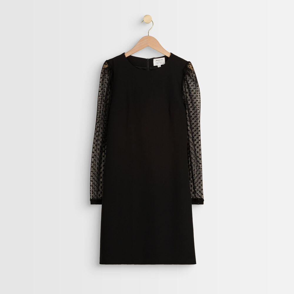 Caroline plumetis straight-cut dress noir.