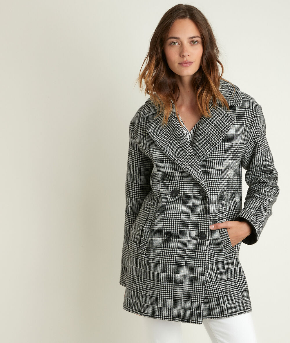 Oprah 3/4-length checked coat chine clair.