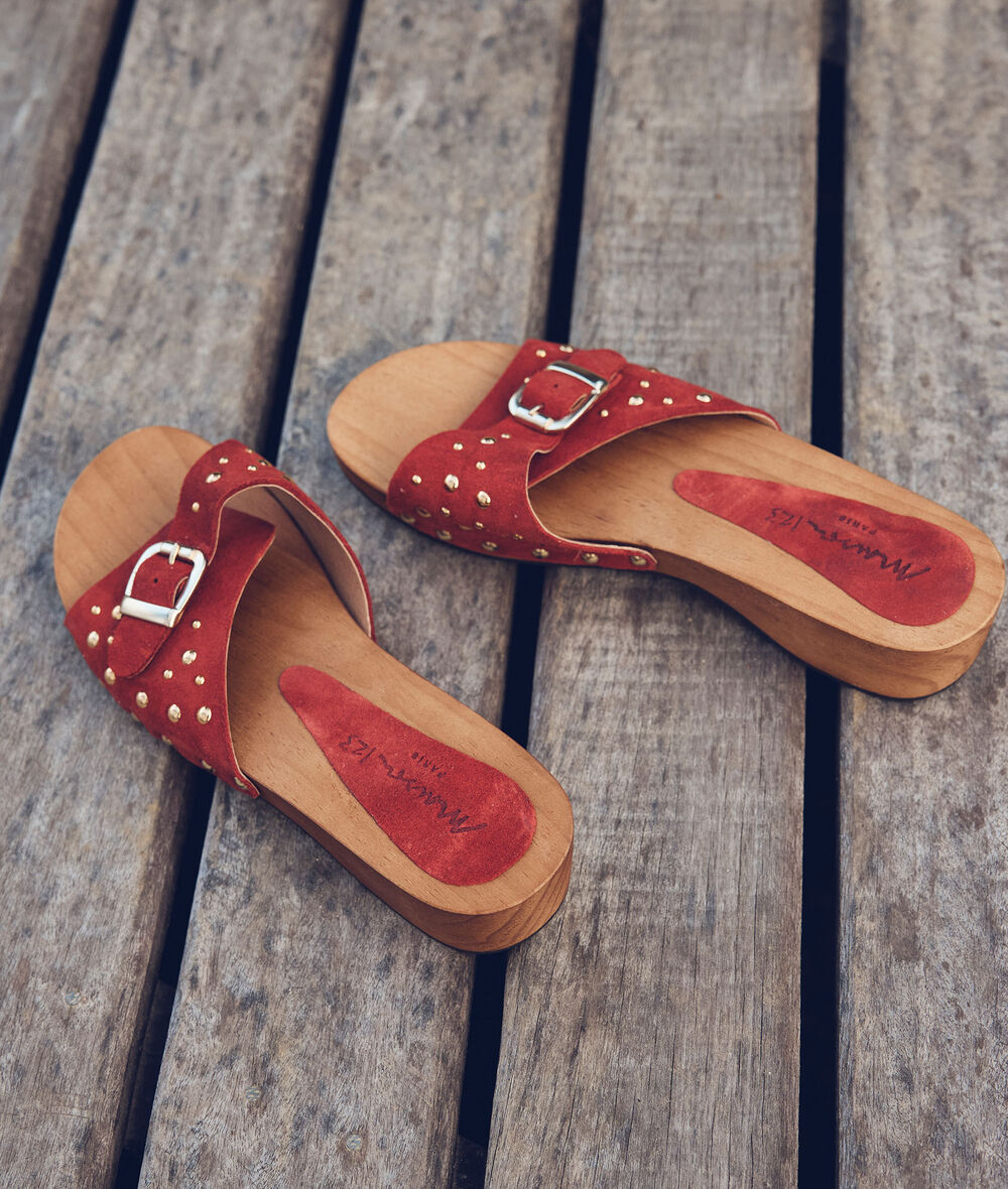 Via leather and wooden tiled mules PhotoZ | 1-2-3