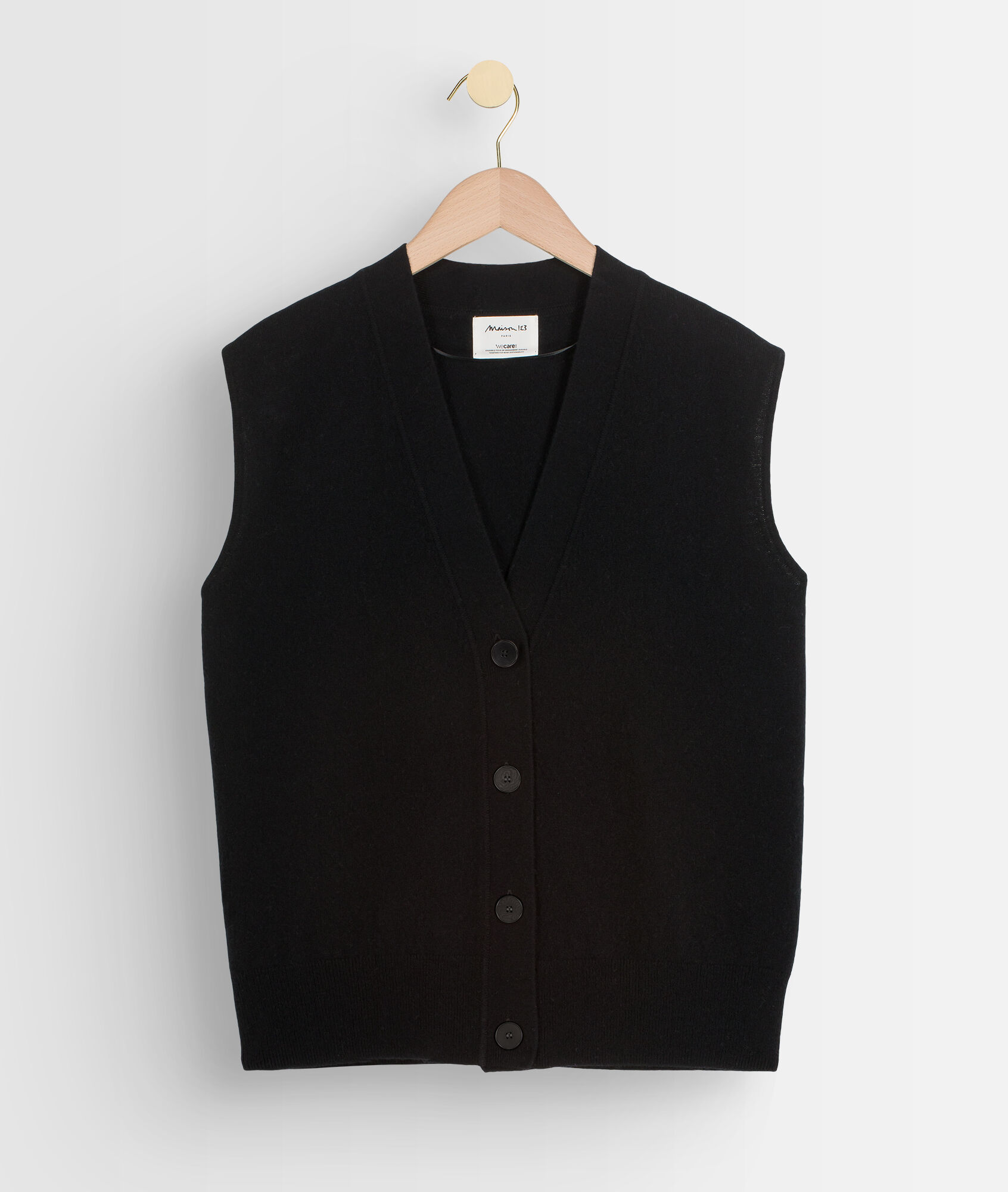 Perla black sleeveless wool cardigan 