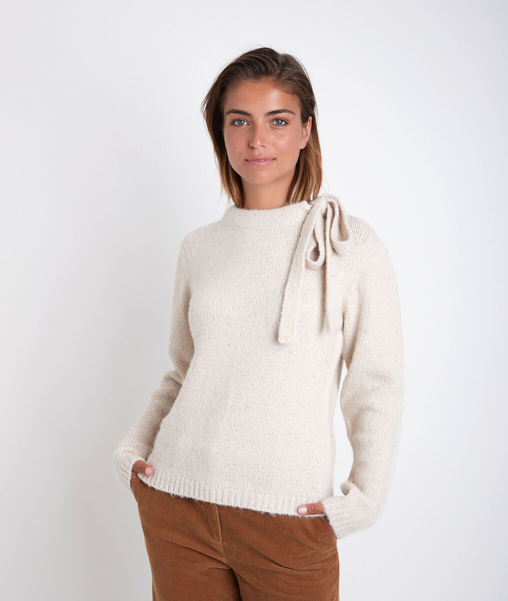 Rodger beige pullover with decorative collar | 1-2-3 Rodger beige pullover with decorative collar PhotoZ | 1-2-3