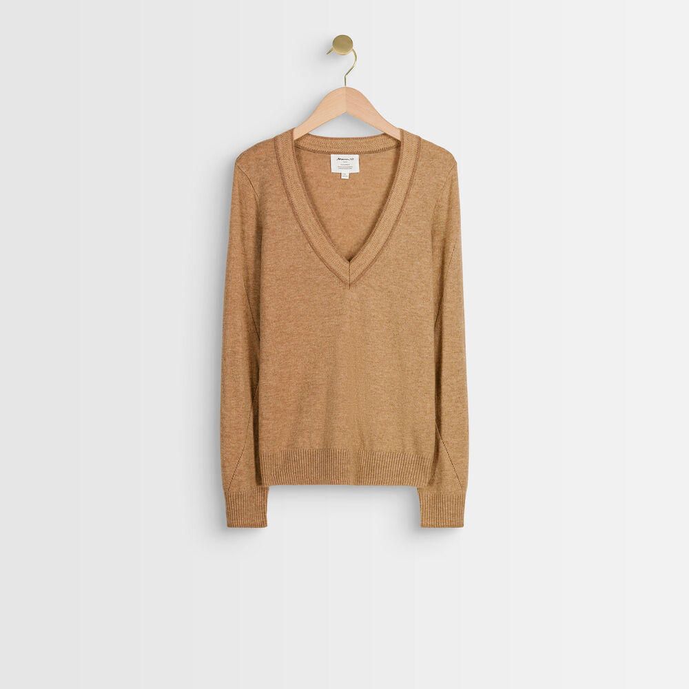Rozane havana wool and cashmere pullover havane.