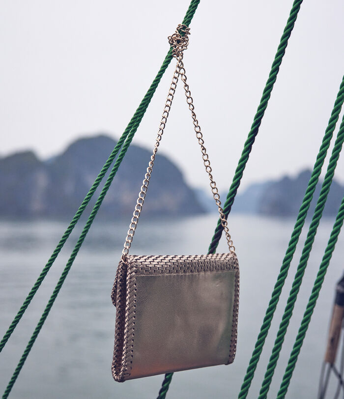 Fady flat gold braided leather clutch bag PhotoZ | 1-2-3