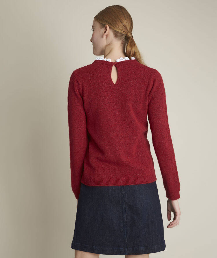 Froufrou patterned collar lurex pullover lipstick.