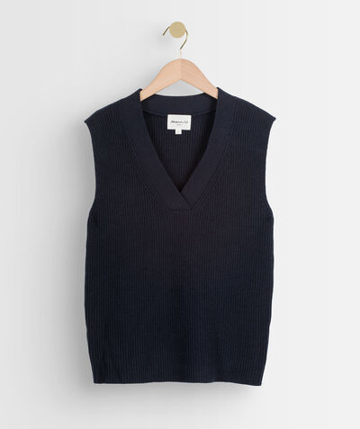 Pacome navy eco-friendly knitted sleeveless jumper PhotoZ | 1-2-3