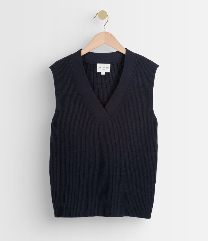 Pacome navy eco-friendly knitted sleeveless jumper PhotoZ | 1-2-3