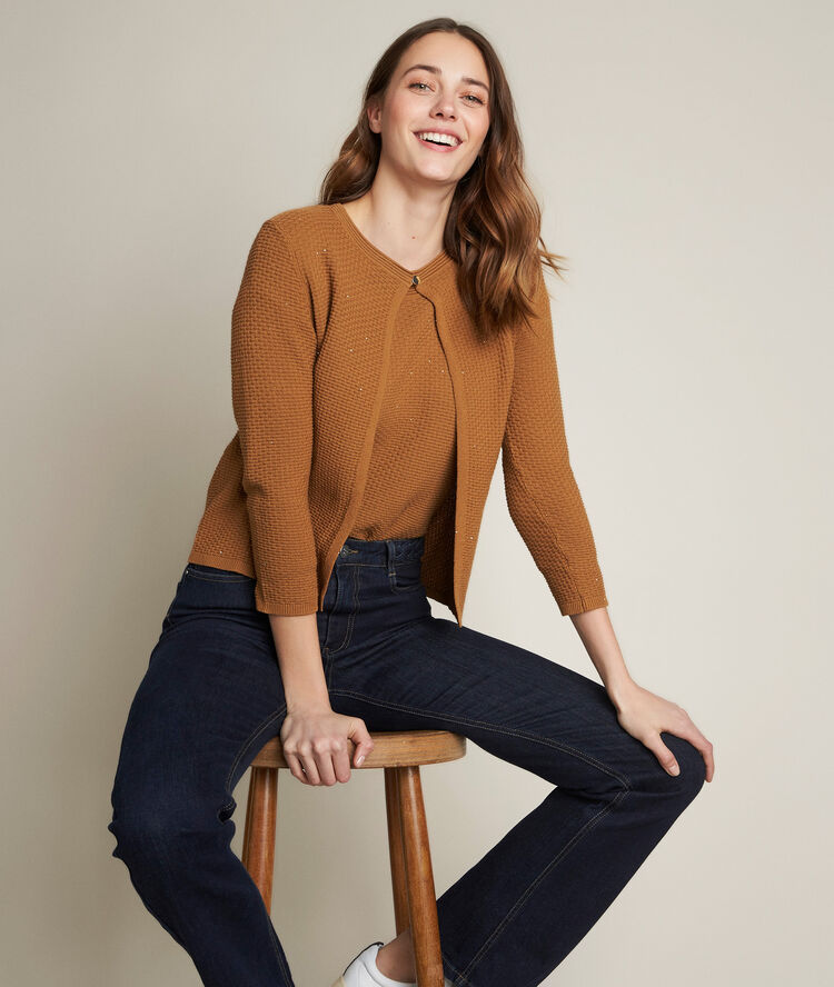 David tobacco cardigan with sequins  guava.