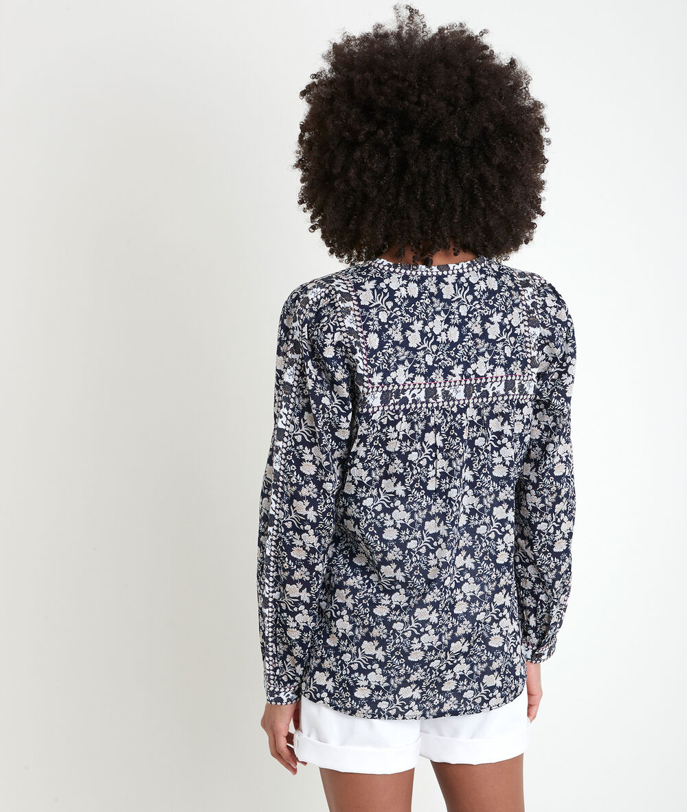 Tippi navy floral print blouse marine.