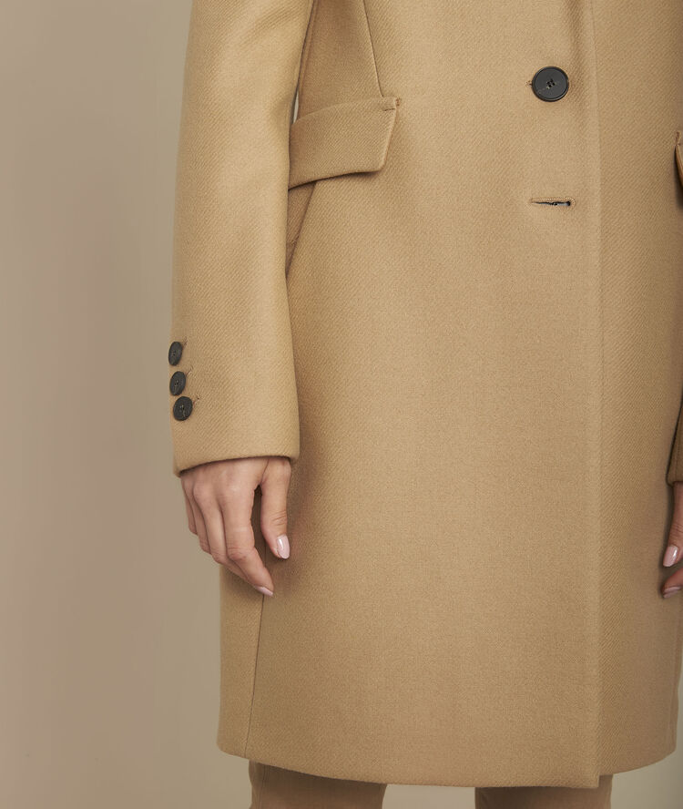 Plume beige wool-rich coat buttercup.