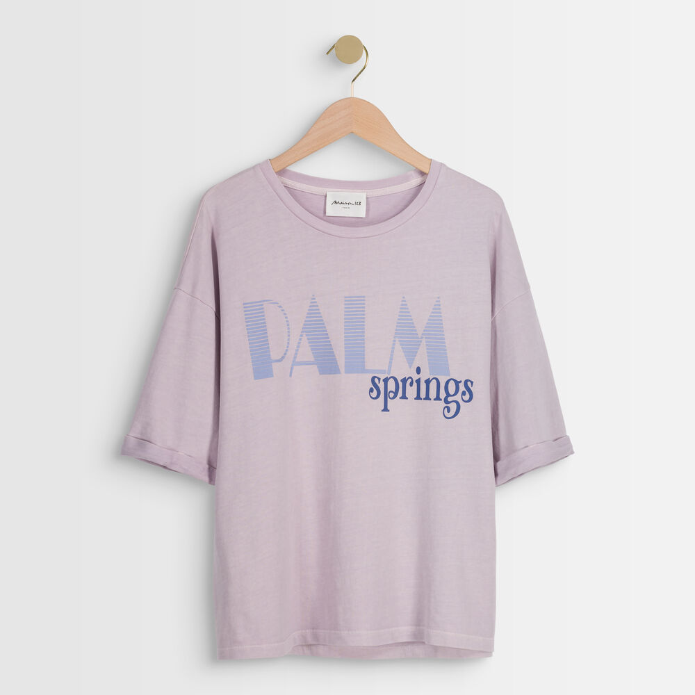 Itak mauve screen-print t-shirt mauve pâle.