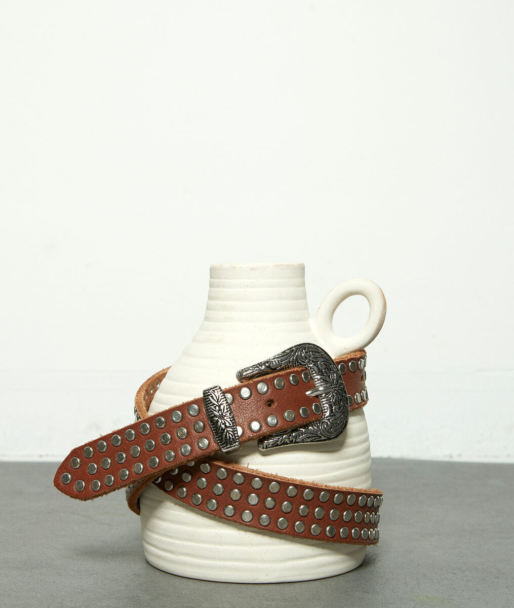 SHARLEEN camel-coloured studded belt | 1-2-3 SHARLEEN camel-coloured studded belt PhotoZ | 1-2-3