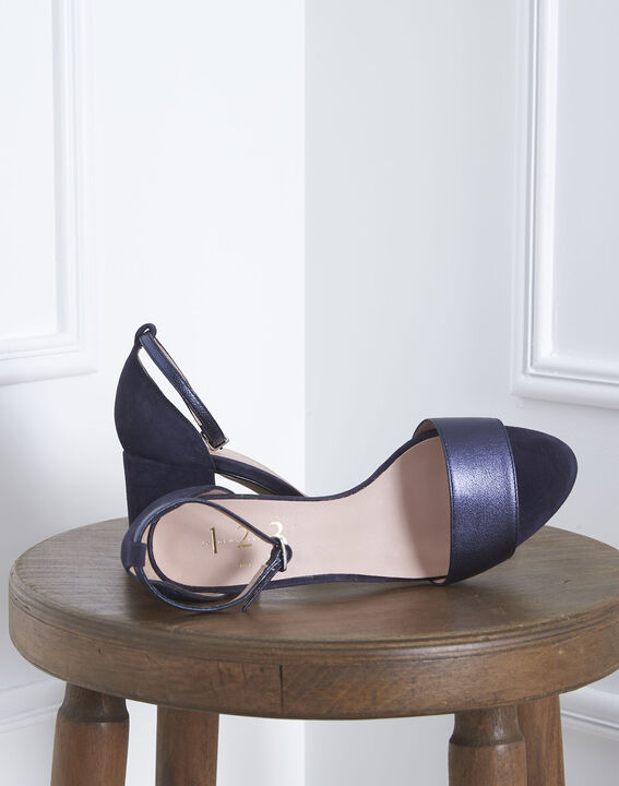 Khloe blue open-toed leather sandals | 1-2-3 Khloe blue open-toed leather sandals PhotoZ | 1-2-3