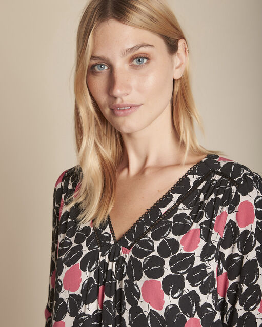 Icone pink printed dress with ladder stitch detail (2) - Maison 123