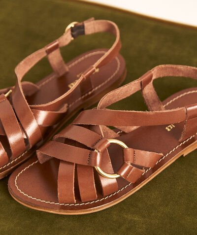 Constance chocolate leather strappy sandals PhotoZ | 1-2-3