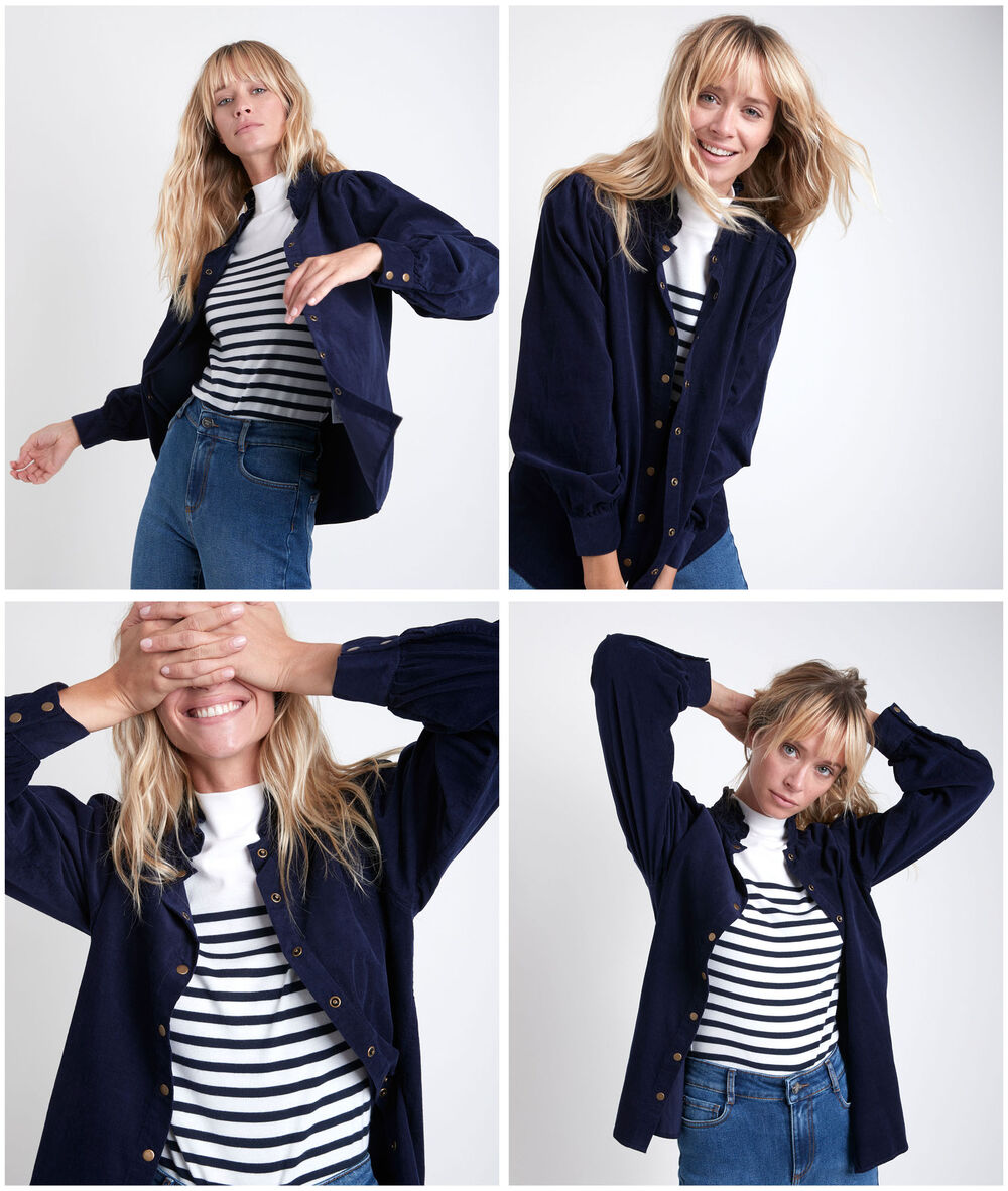 Jeraldine navy velours shirt marine.