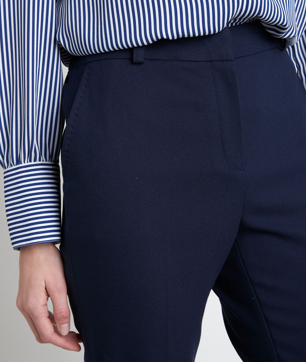 Felix navy piqué cigarette-cut trousers marine.