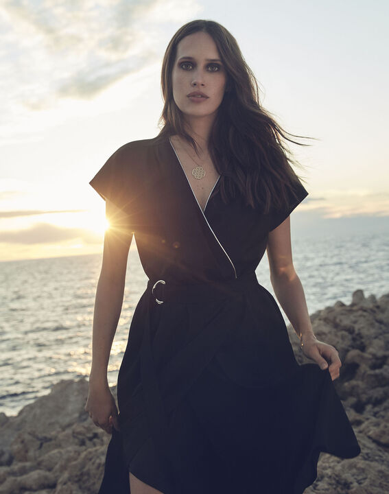 Hodda black asymmetric wrap dress | 1-2-3 Hodda black asymmetric wrap dress PhotoZ | 1-2-3