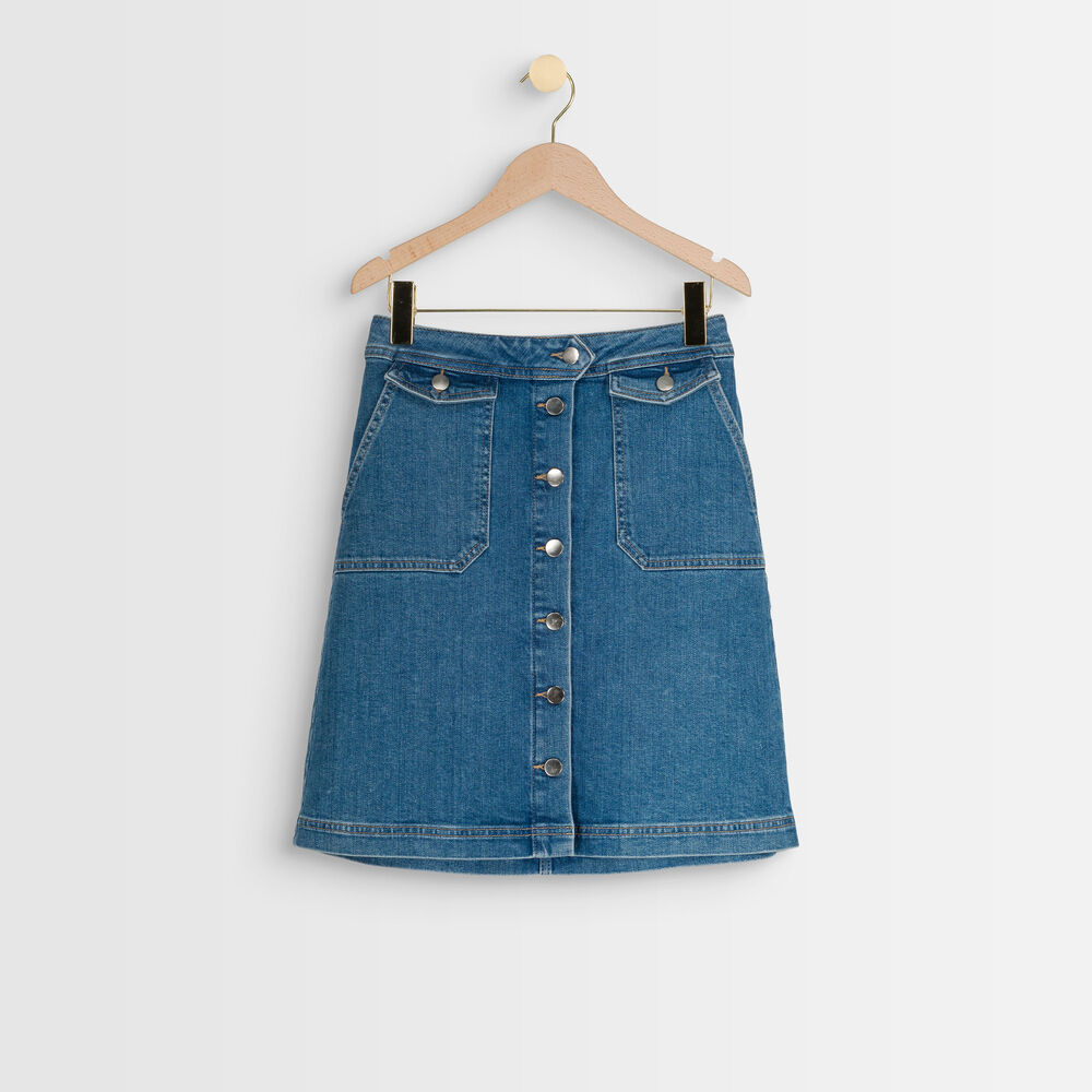 Ambre denim buttoned skirt denim brut.