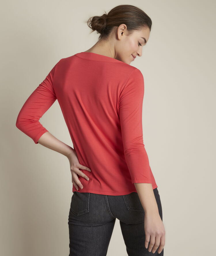 Eliott coral top in two fabrics coral.