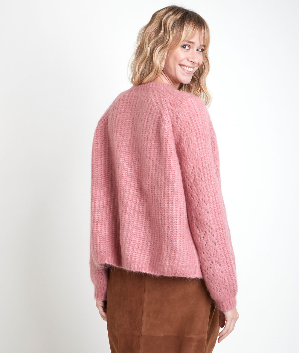 Ary pink wool-blend cardigan rose des sables.