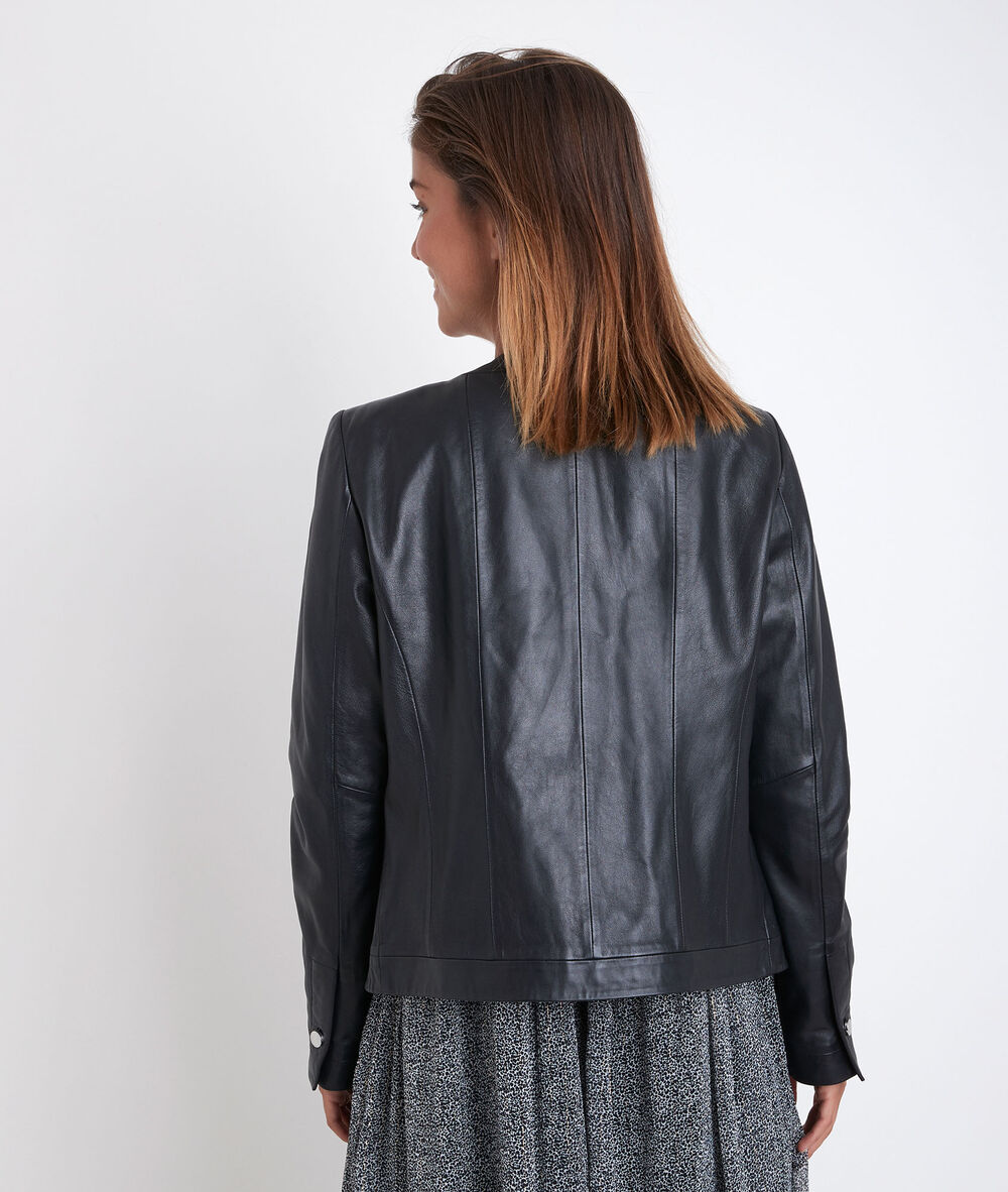Livia black leather jacket black.