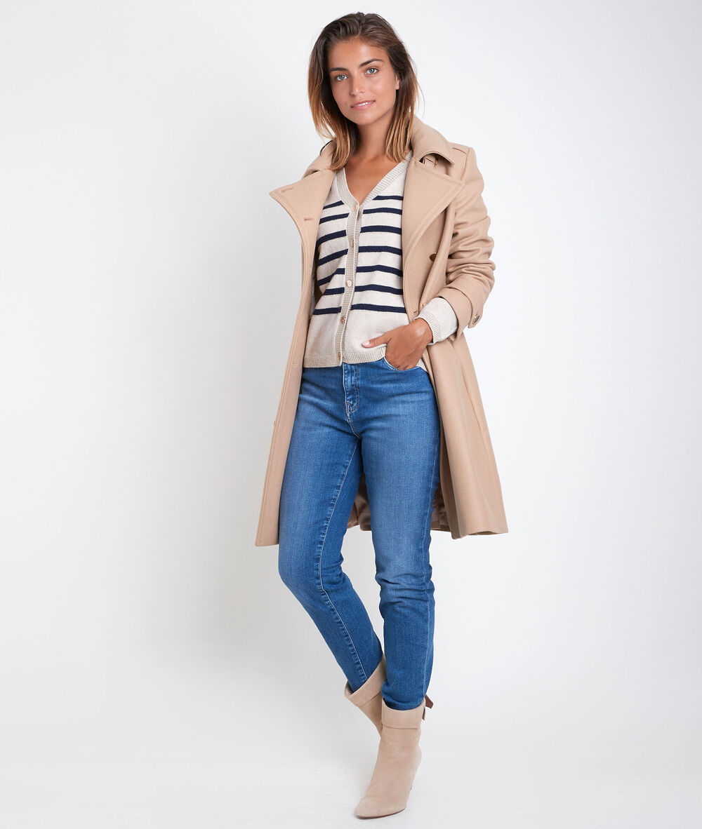 Rosa striped cardigan naturel.