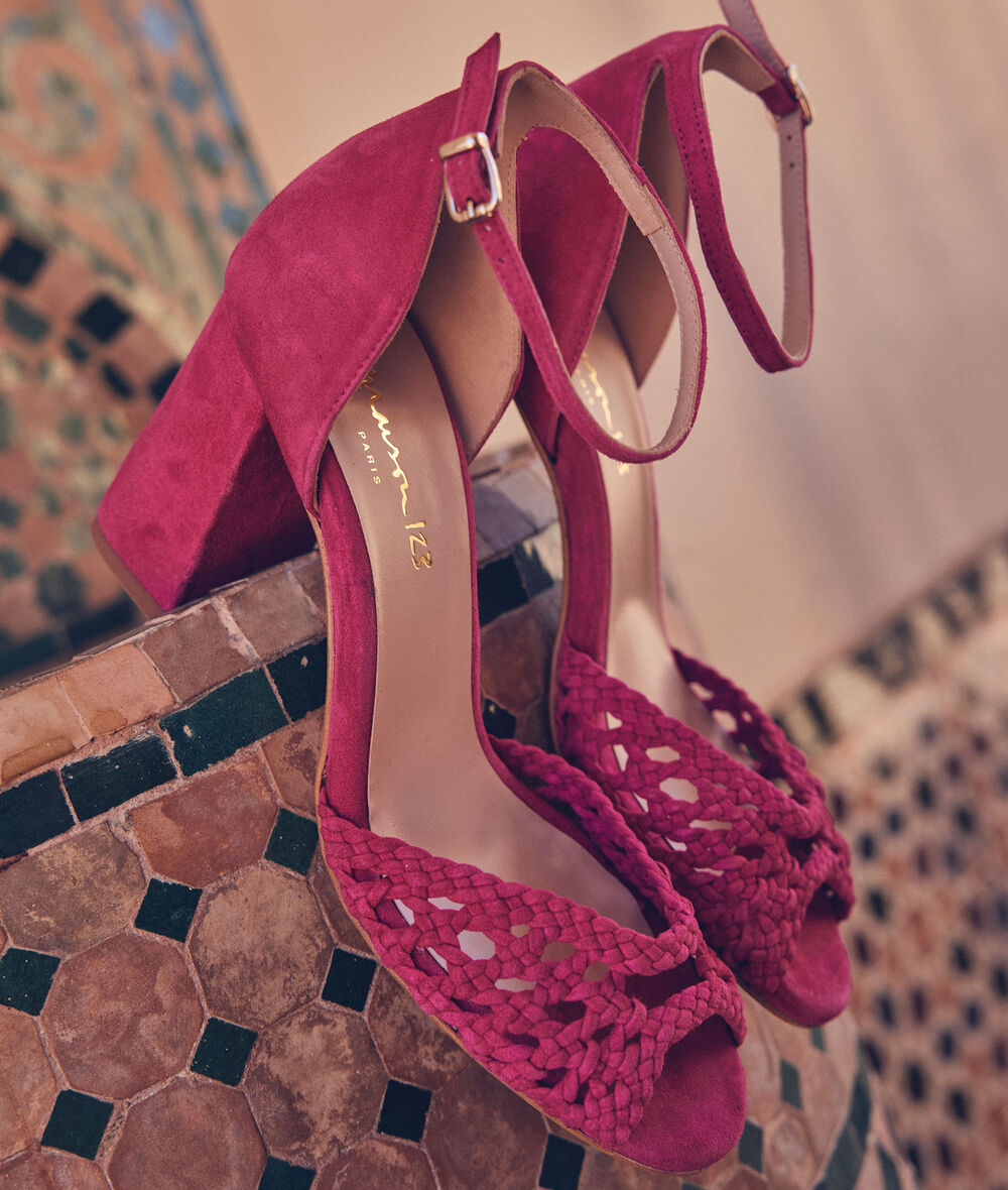 Vaimiti fuchsia leather high-heeled sandals PhotoZ | 1-2-3