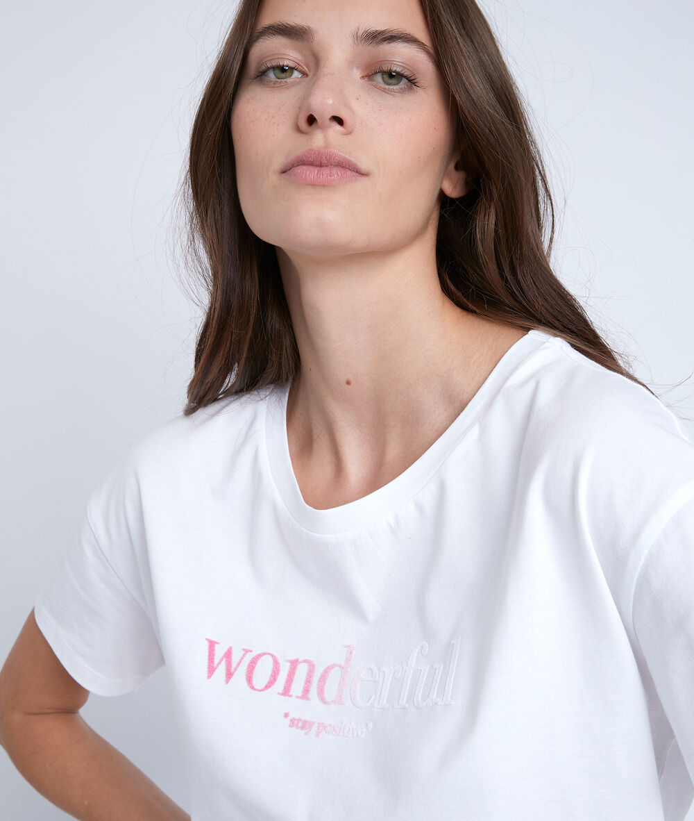 Ilona ecru screen-printed t-shirt ecru.
